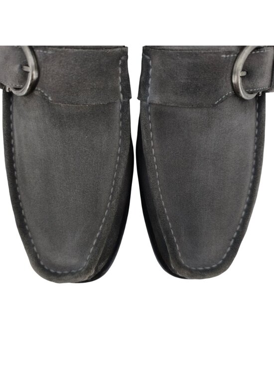 Salvatore Ferragamo Italy Gray Suede Buckle Moccasin Loafers Men 9.5D Dress Shoe main image 8